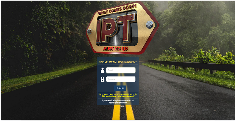 Screenshot showing IPT sign-up page. You need an invite to get started.