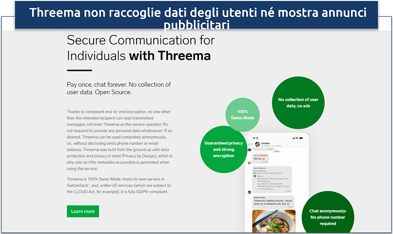Screenshot of the Threema app's website